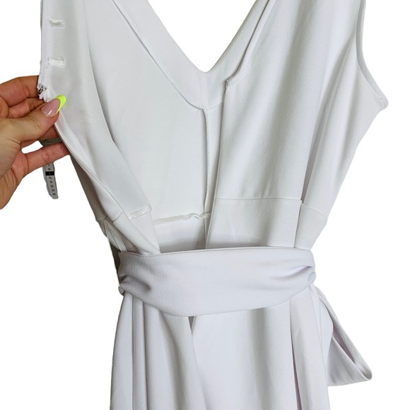 Leith LARGE White V-Neck Sleeveless Belted Jumpsuit lq361 - Picture 8 of 10